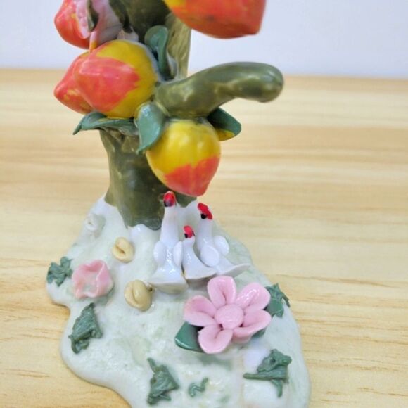 Vintage Porcelain Peach & Floral Tree with Geese Figurine Bone China - Picture 6 of 16